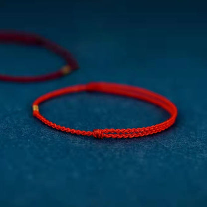 925 Sterling Silver Lucky Golden Bead Braided String Bracelet Anklet