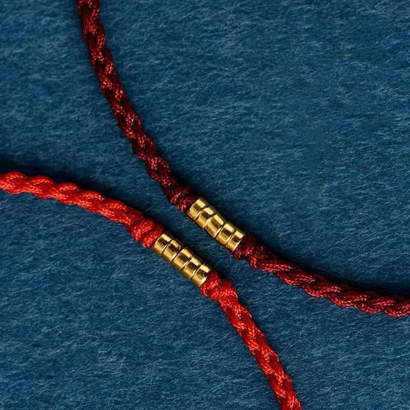 925 Sterling Silver Lucky Golden Bead Braided String Bracelet Anklet