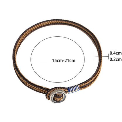 925 Sterling Silver Handmade Button Protection Weave String Bracelet