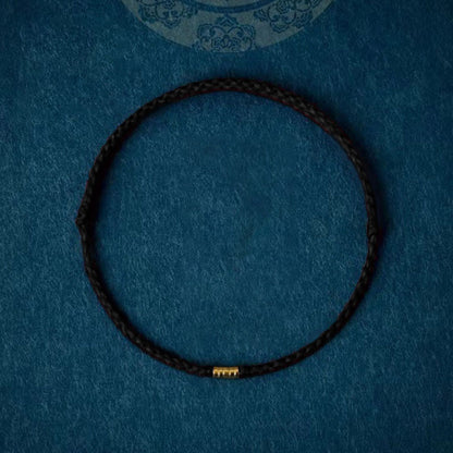 925 Sterling Silver Lucky Golden Bead Braided String Bracelet Anklet