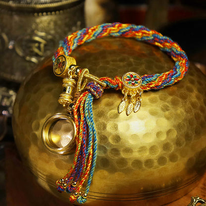 Tibetan Om Mani Padme Hum Dreamcatcher Luck Colorful Reincarnation Knot String Bracelet